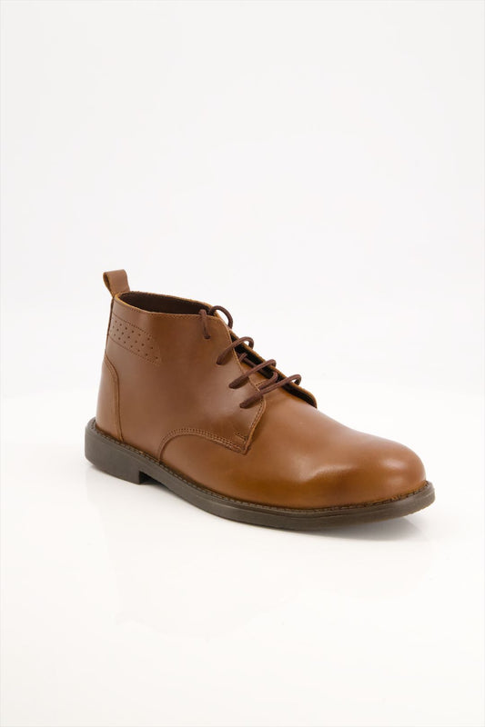 BROWN LEATHER CHUKKA BOOTS